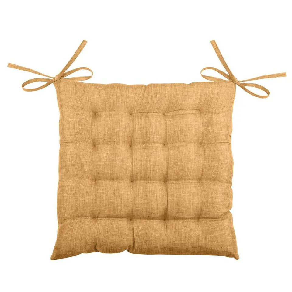Stof Textile stoelkussen - okergeel - 40 x 40 x 4 cm