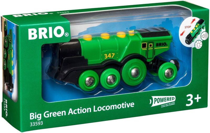 BRIO Groene Locomotief Op Batterijen - 33593 - Speelgoedvoertuig