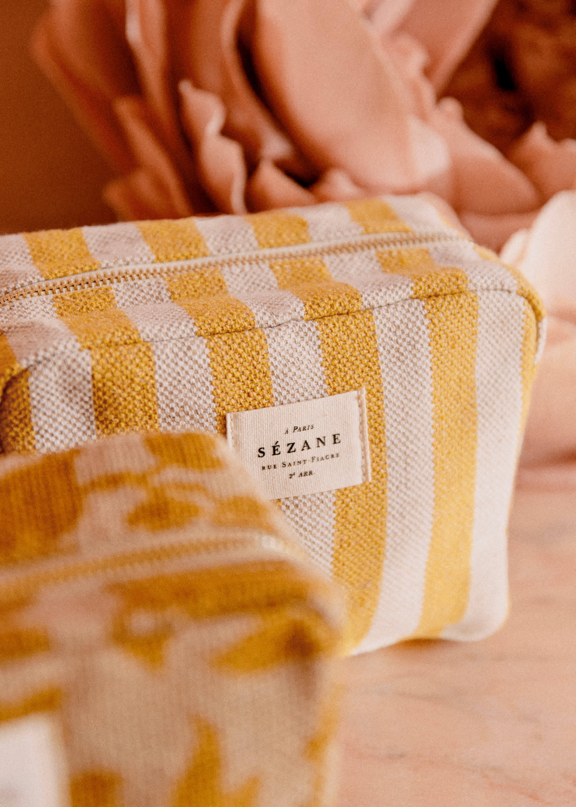 Trousse de Toilette Jute - Rayures Ocre - LES COMPOSANTES/DÉCOUVRIR 5906614