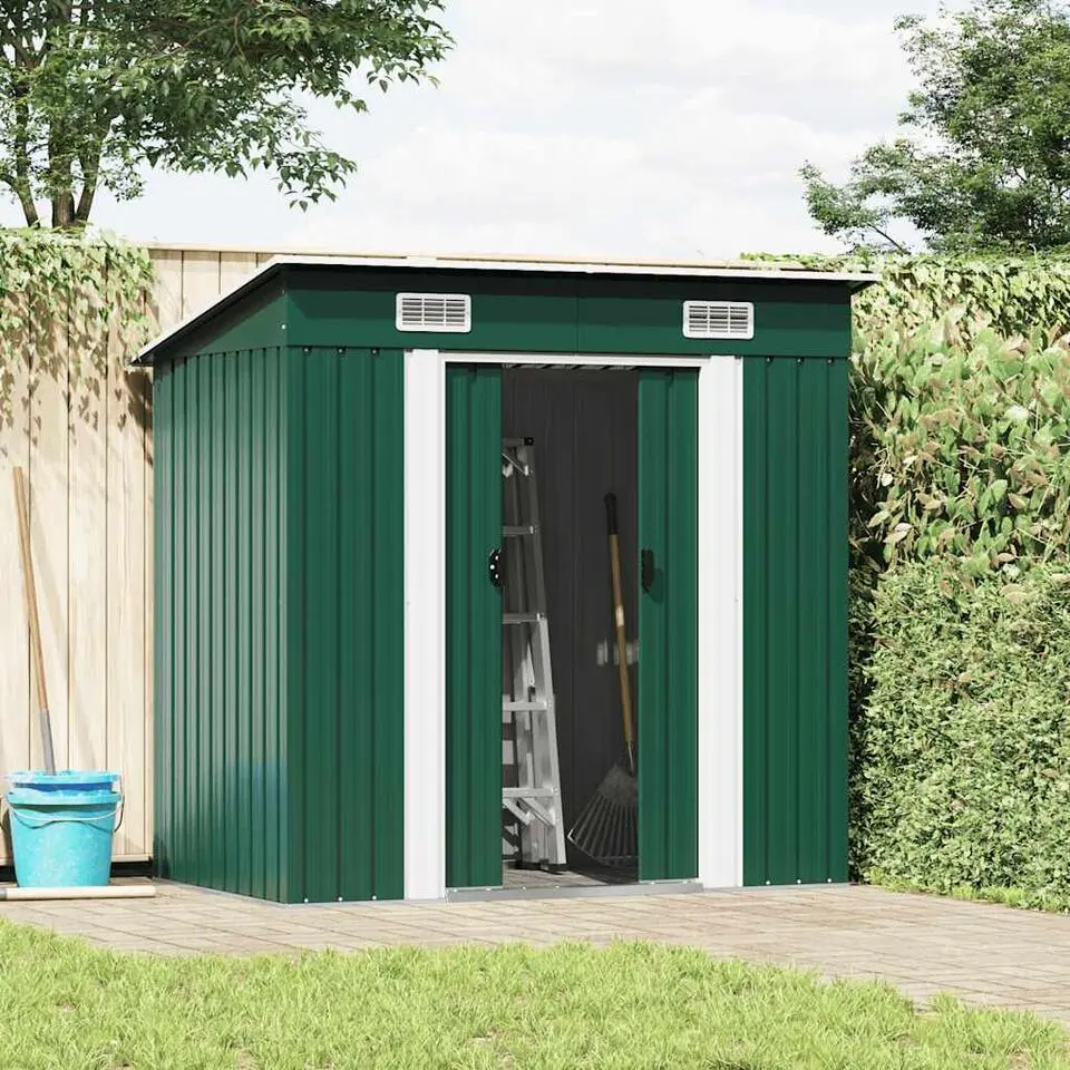 vidaXL - Tuinschuur - Groen - Staal