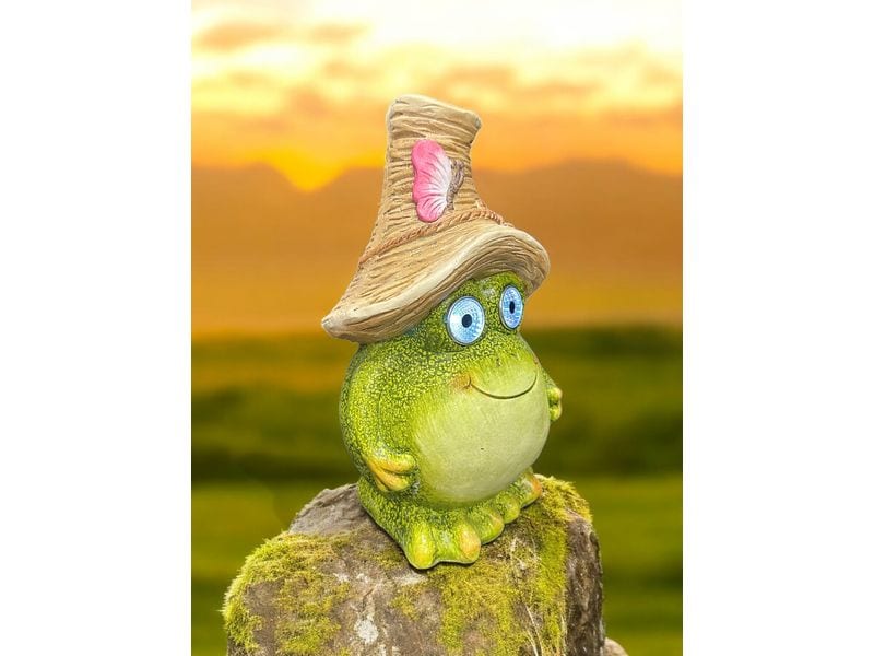 Dameco Solar Figur Frosch Grün LED Solar Figur mit Hut