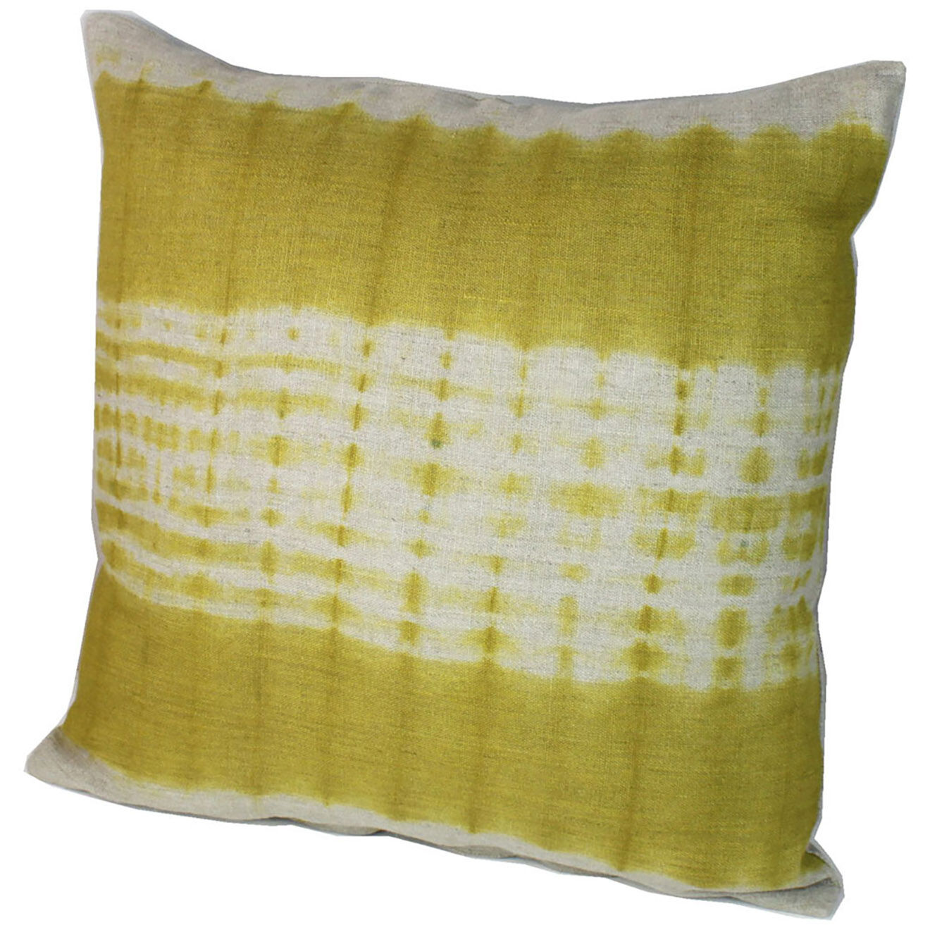 En Fil d'Indienne Housse de coussin Ondée toile de lin ocre - 45x45 cm