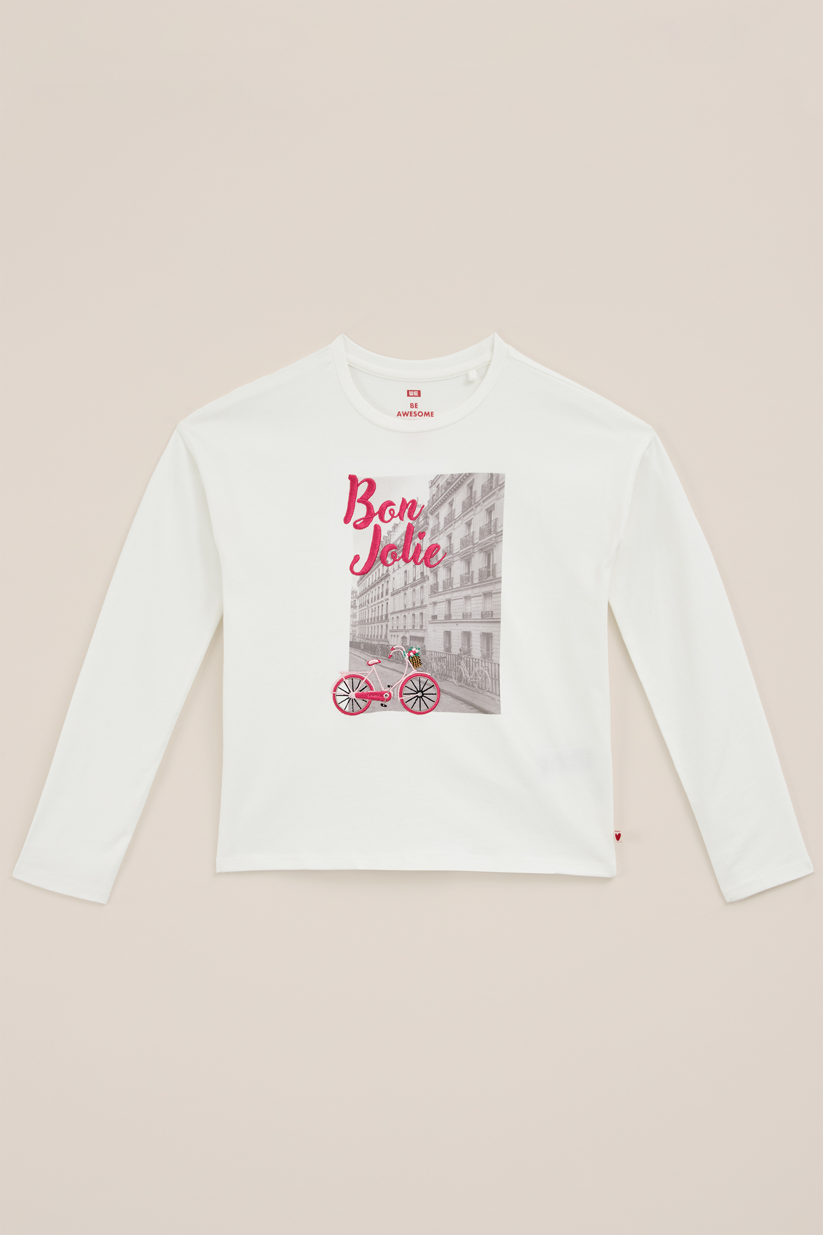 Meisjes T-shirt met opdruk WE Fashion Wit