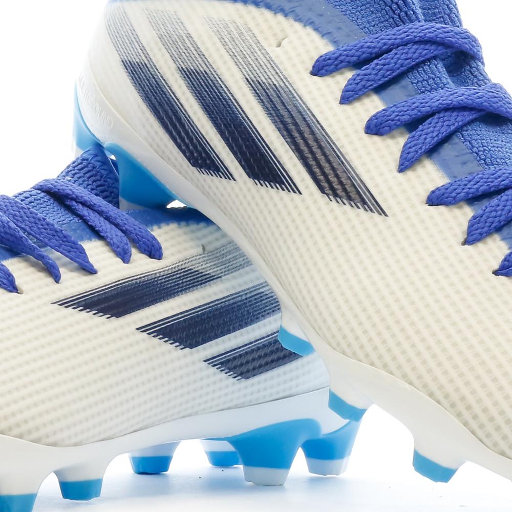 Adidas Chaussures de Football Blanche/Bleu Garçon Adidas X Speedflow.3 Mg J