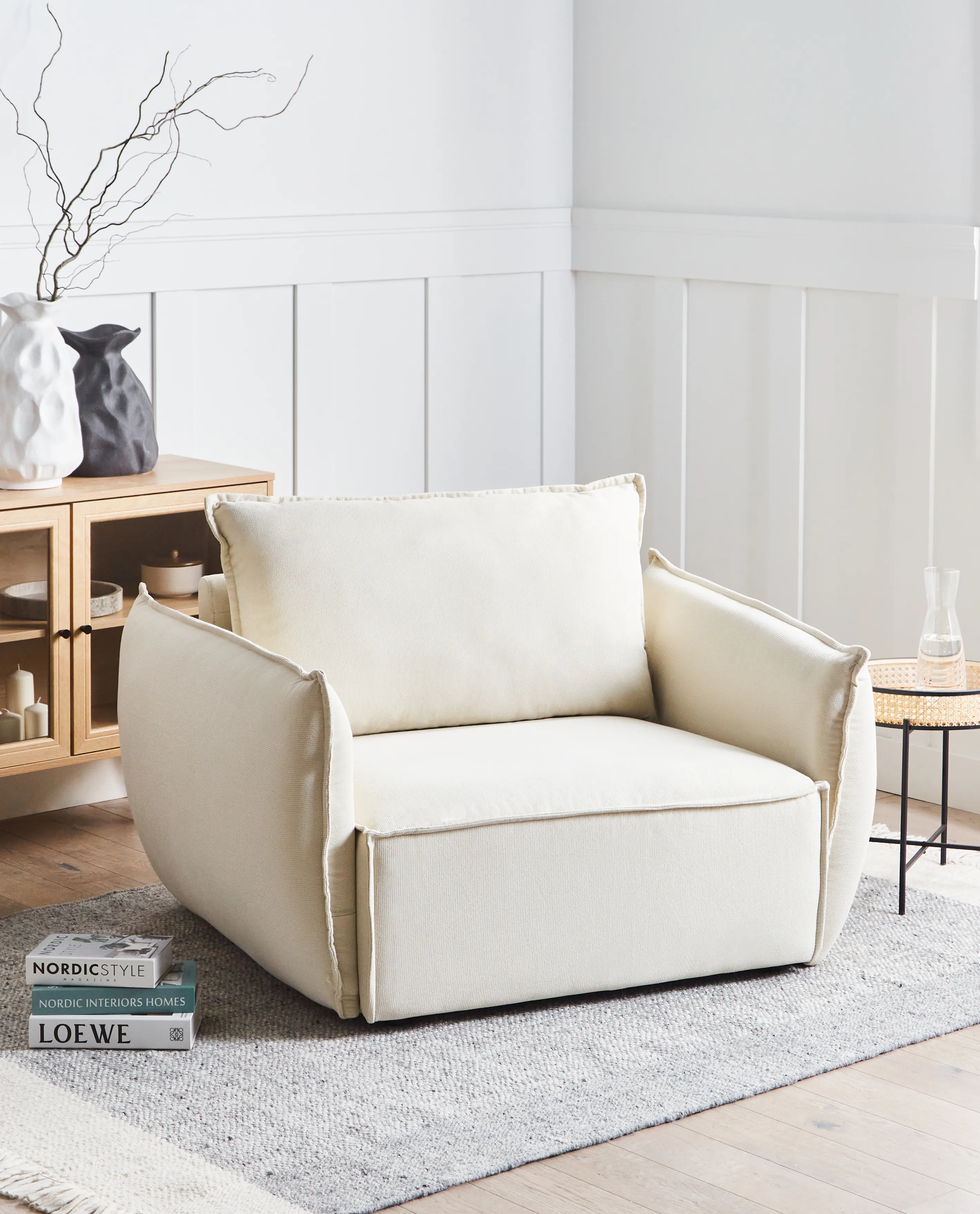 Fauteuil KUNES Stof Lichtbeige