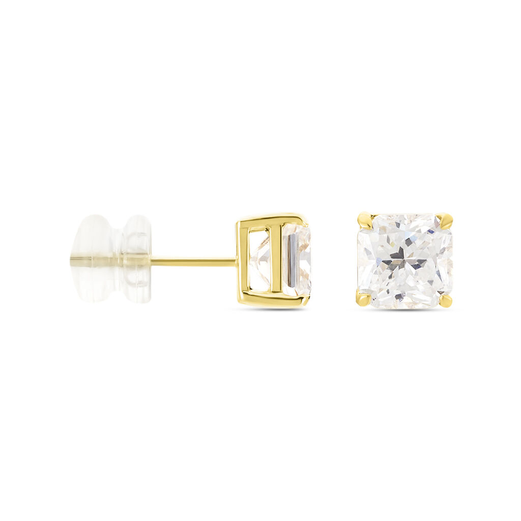 Boucles D'oreilles Puces Doreen Carre Or Jaune Oxyde De Zirconium
