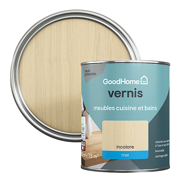 Vernis meubles cuisine et bains GoodHome incolore mat 750 ml
