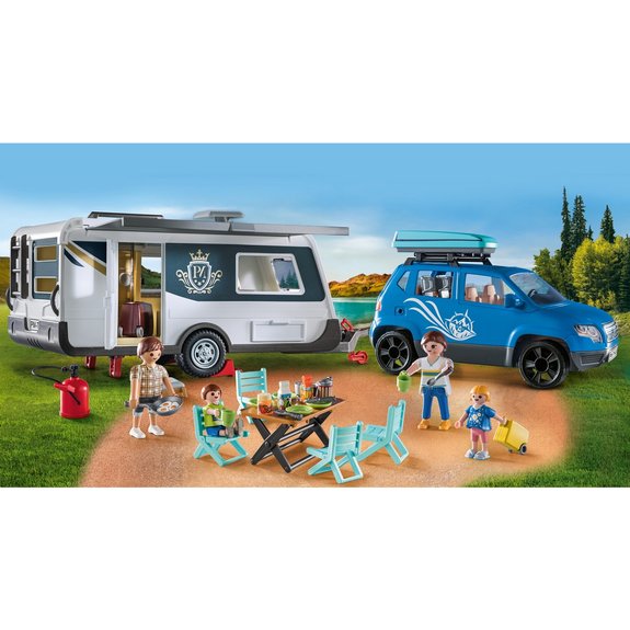 Famille avec voiture et caravane - Playmobil 71423 Family Fun Camping