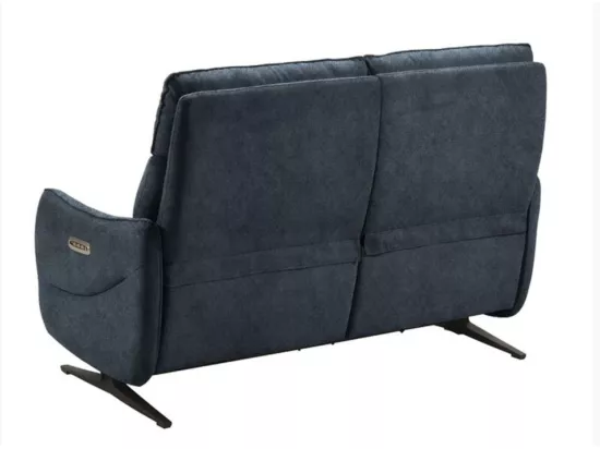 Canapé de relaxation en microfibre Kondonia-Couleur Bleu foncé-Système Electrique-3 places