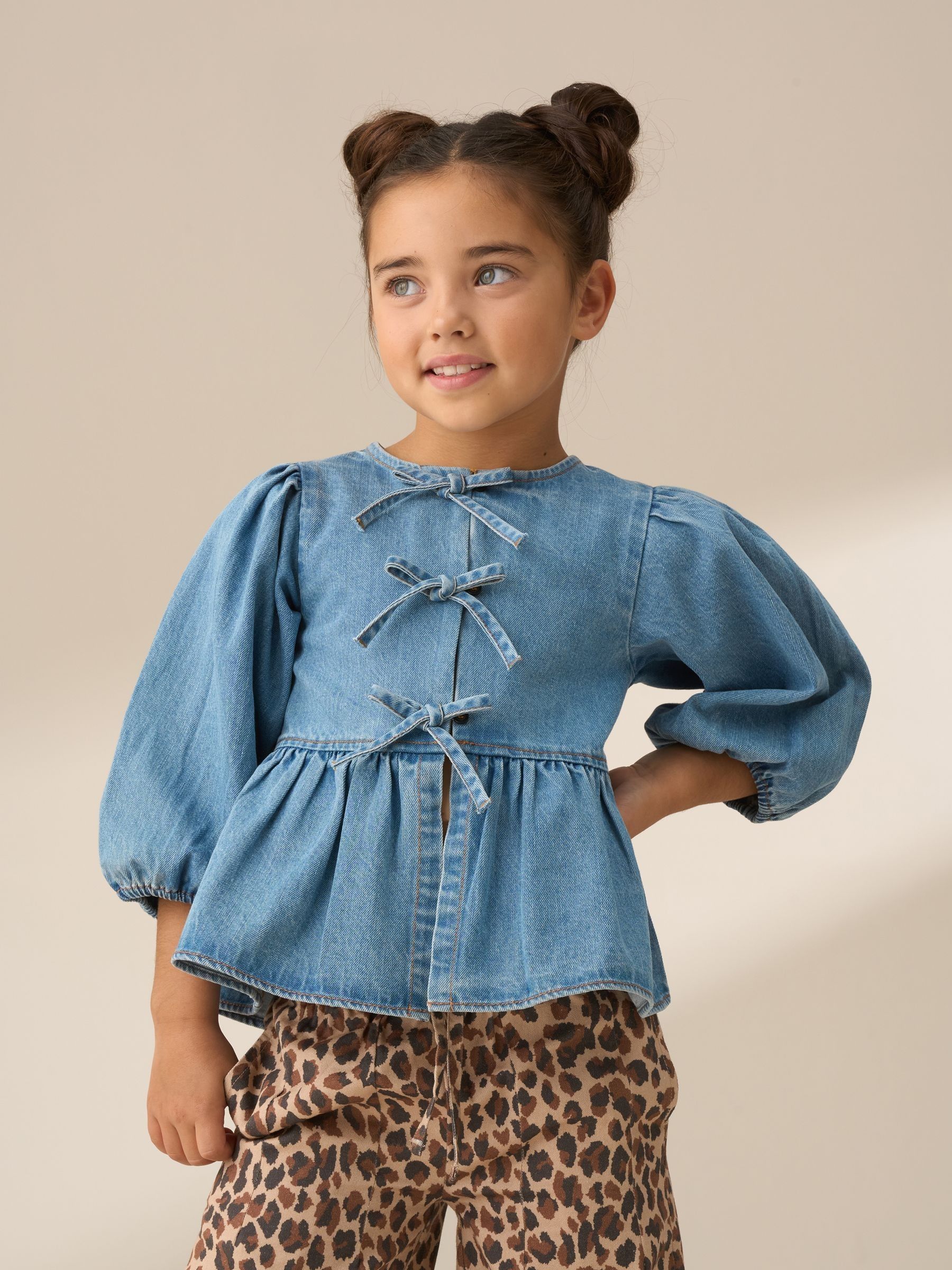 Angel & Rocket Ria Broderie Tie Front Peplum Top