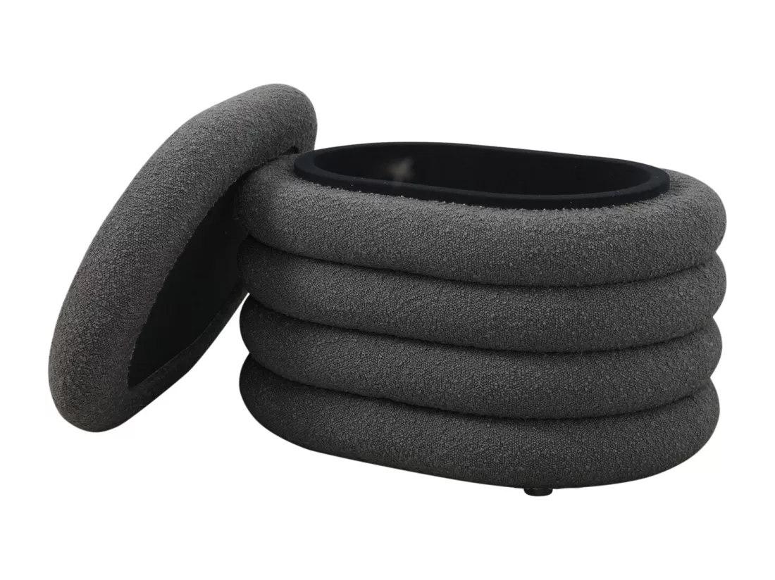 Pouf avec espace de rangement et revêtement en boucle