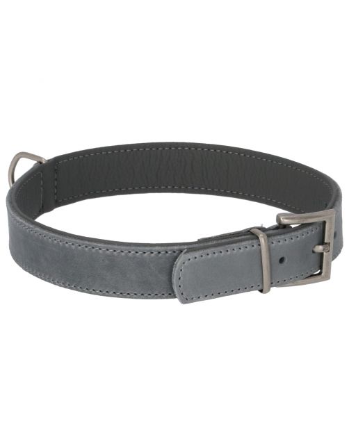 Adori Halsband Vetleder Gevoerd Grijs&Antraciet - Hondenhalsband