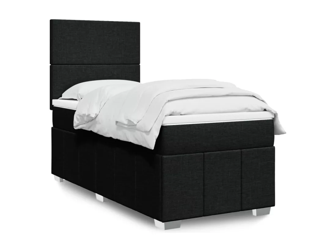 Sommier à lattes de lit avec matelas Noir 90x190 cm Tissu