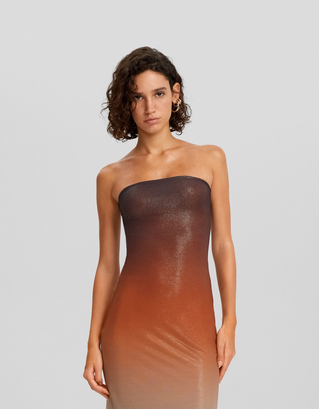 Vestido longo bandeau estampado