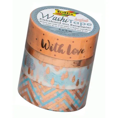 Folia Washi Tape, Hotfoil rosegold II, 4er Set