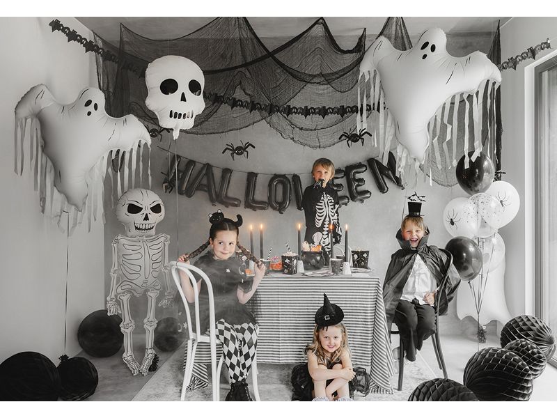 Partydeco Folienballon Schädel 36 x 4 cm, 1 Stück Gruseliger Folienballon für Halloween Partys