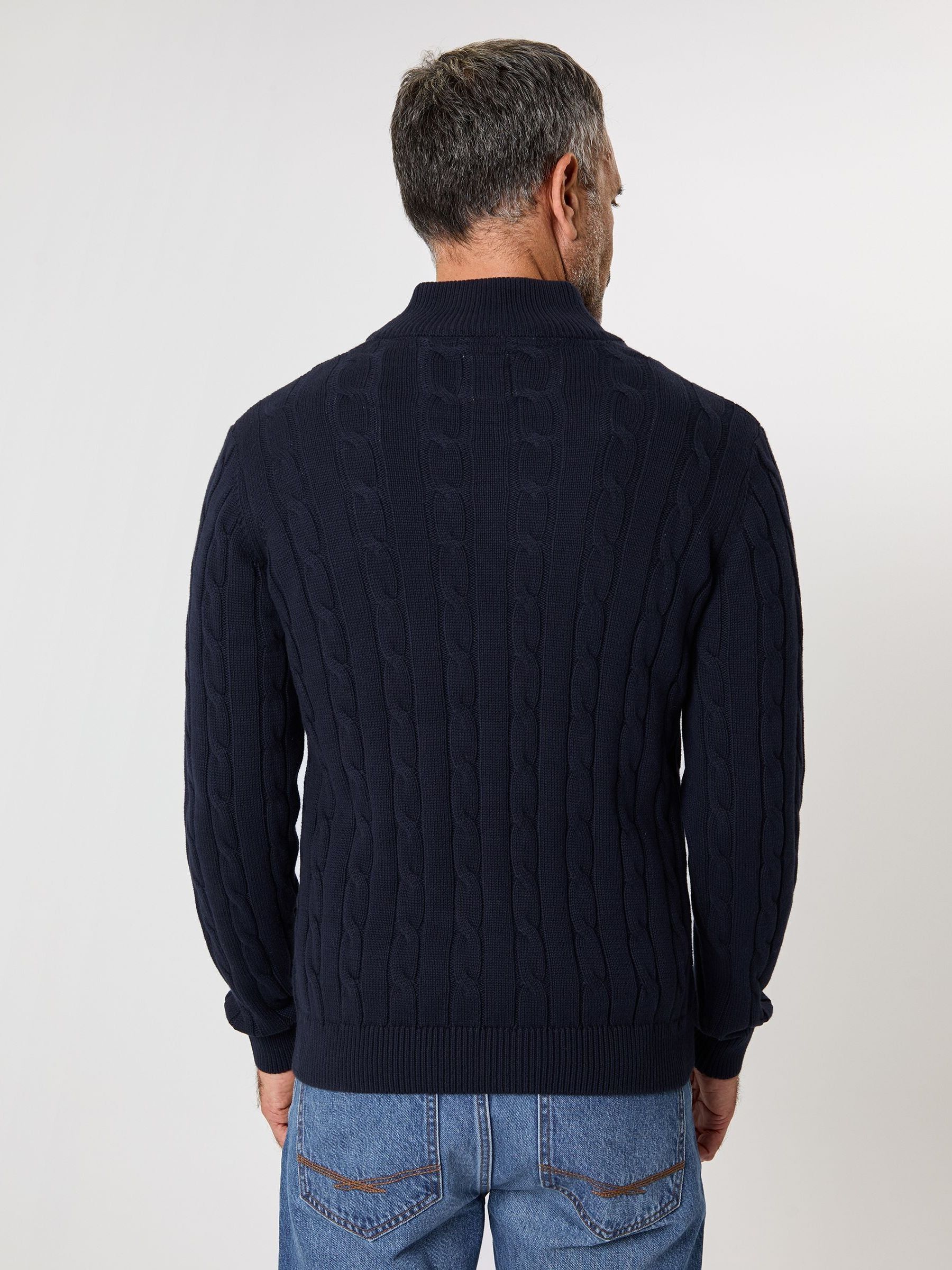 Donkerblauw - Saltwell Cable Knit Quarter Zip Jumper