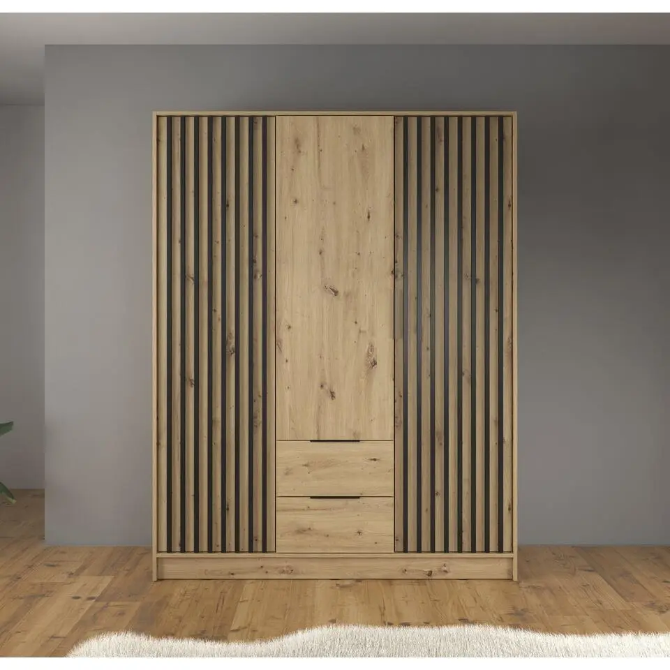 Meubella - Kledingkast Nairobi - Eiken - Zwart - 155 cm
