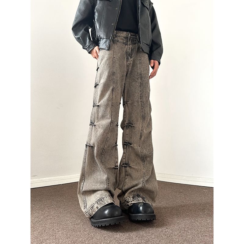 VEAZ - Mid Rise Gerimpelde Wassende Wijde Broek