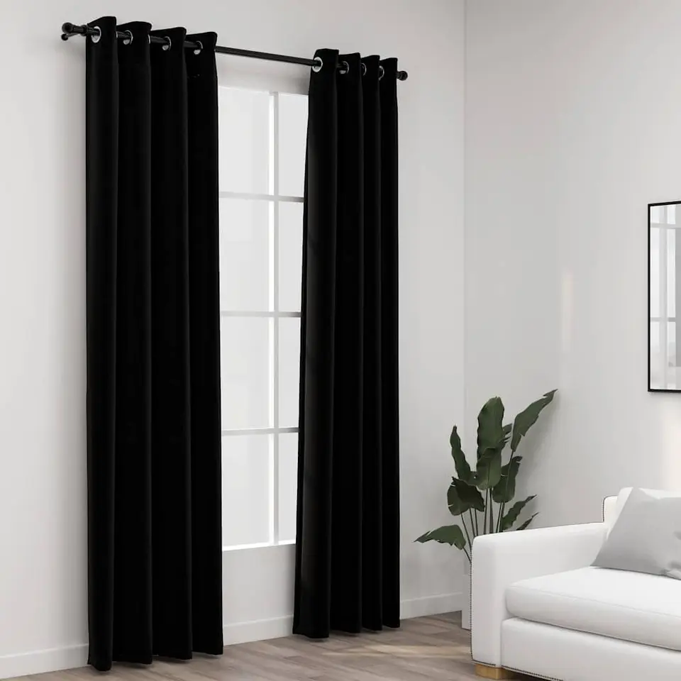 vidaXL - Gordijn - Zwart - Stof - 140 x 225 cm - 2 stuks