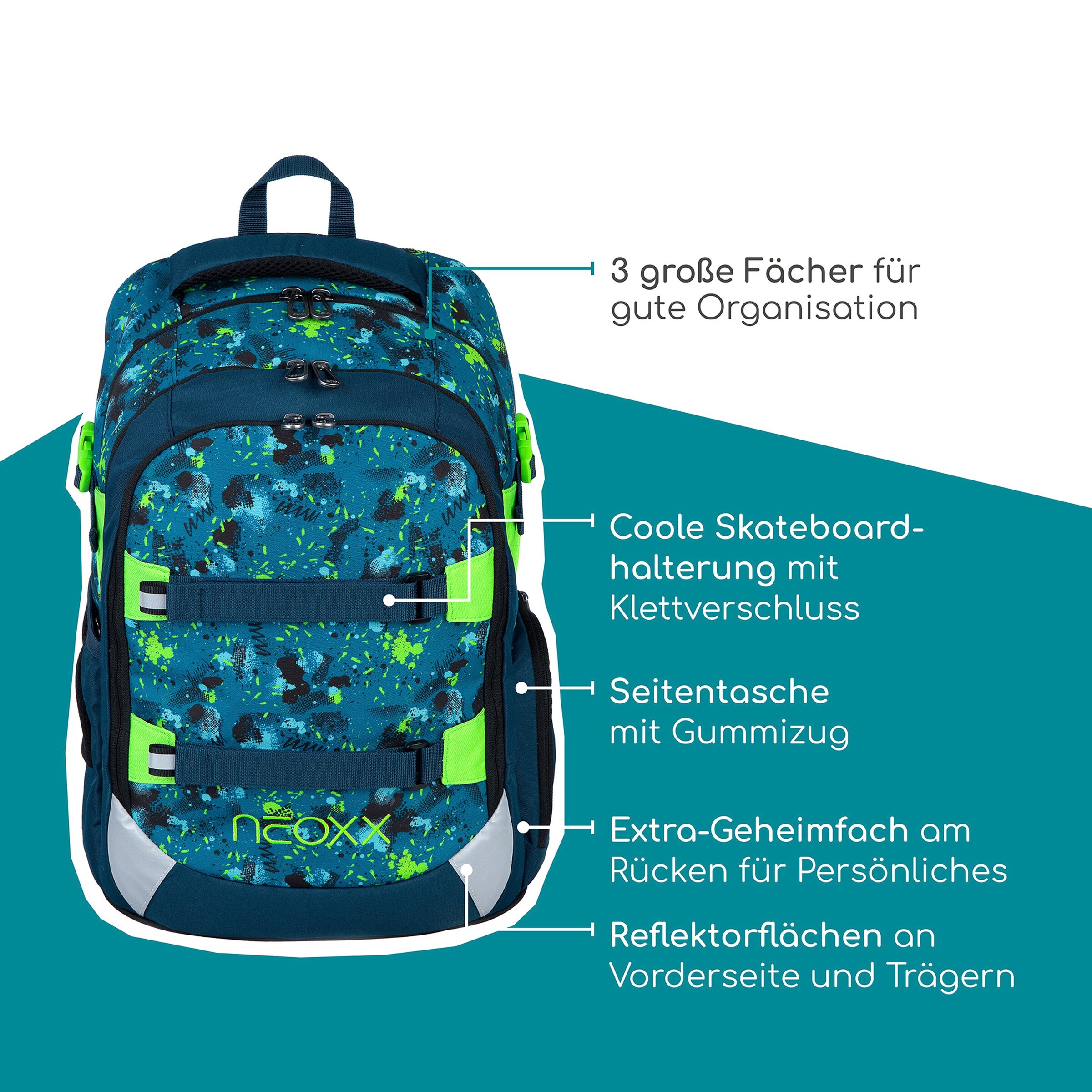 neoxx Schulranzen Active Pro blau - Petrol extreme