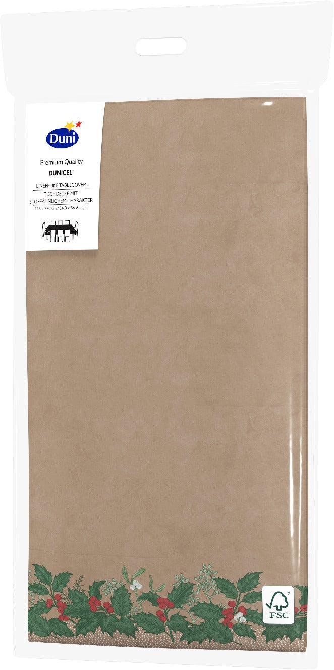 Duni tafelkleed Snowy Berries beige 220 x 138 cm