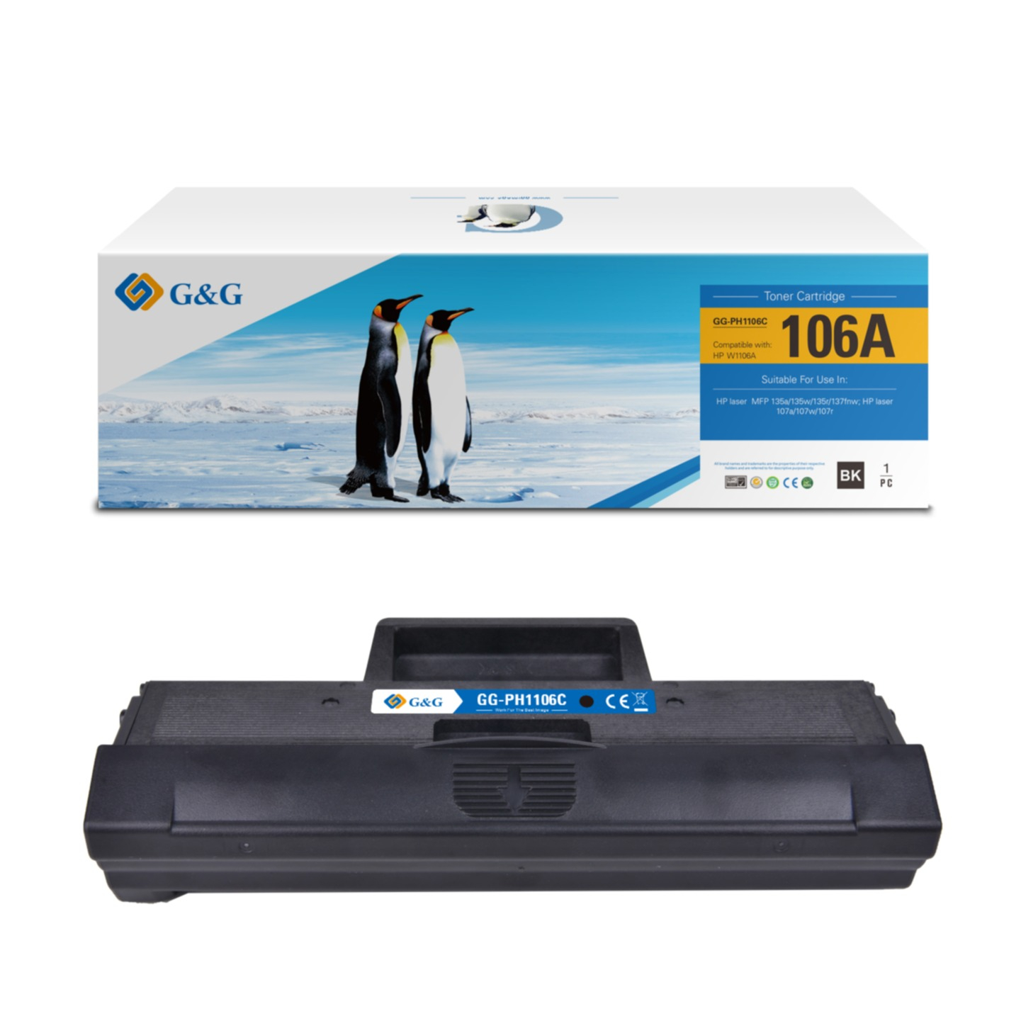 Ersetzt HP 106A Laser Toner Drucker Printer Tonerpatrone (1000 Seiten) - Schwarz
