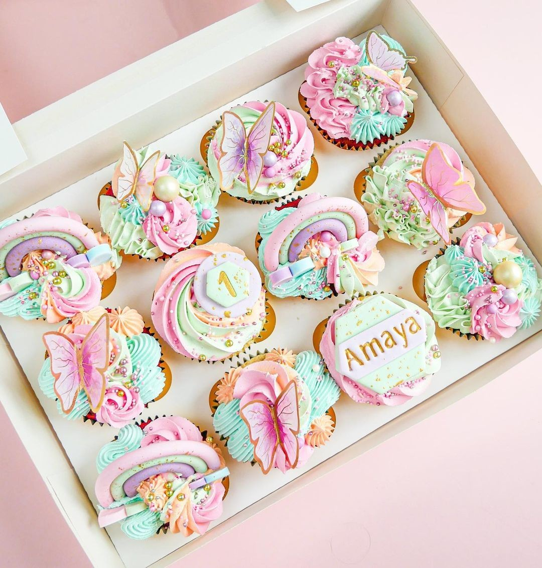 (10-tlg. Set) Kuchenstecker Schmetterling Tortenstecker Topper Dekoration für Torten / Kuchen - Lila / Gold / Style 2