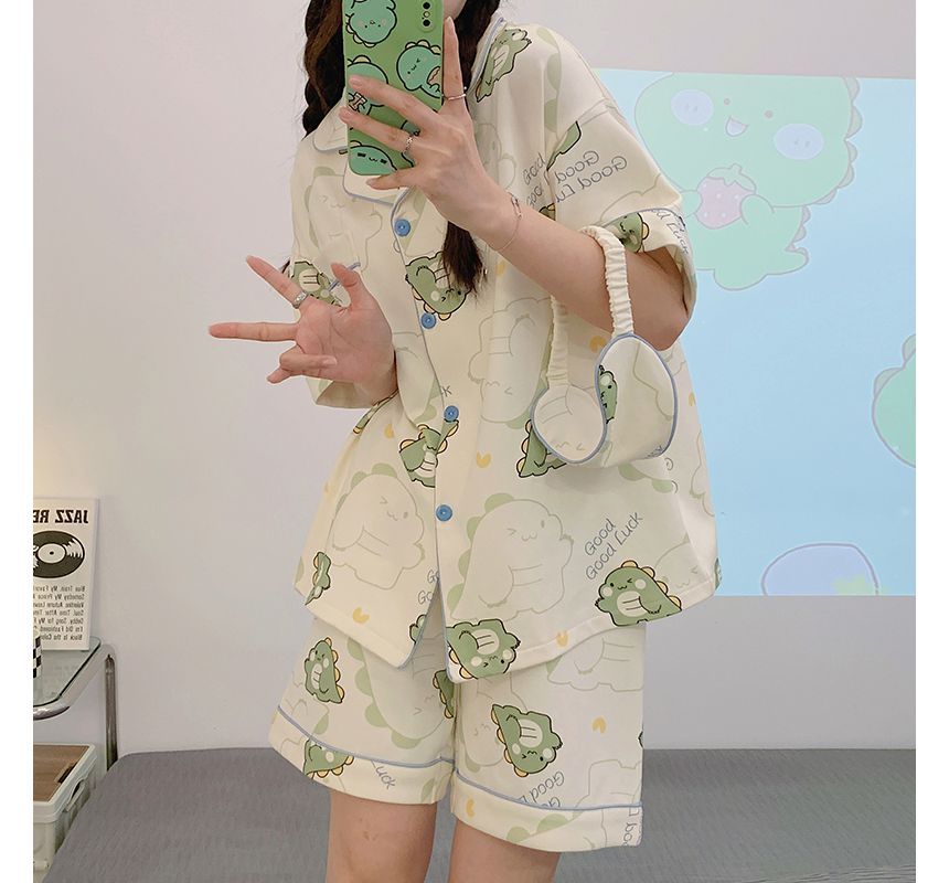 Sweetzer - Pyjamaset: Shirt met korte mouwen en cartoonprint + korte broek