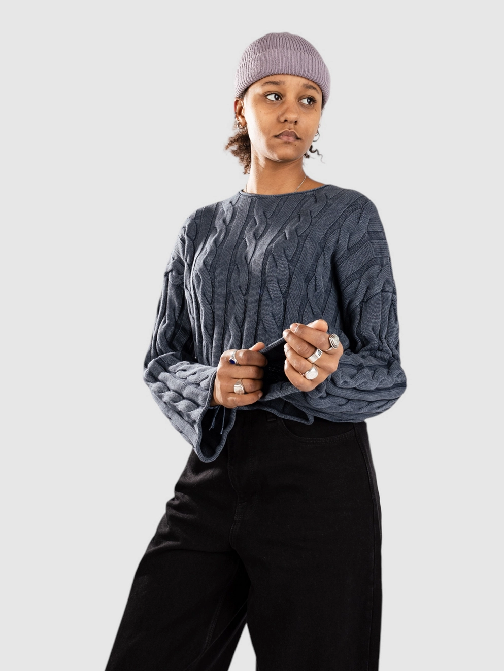 Vans Mila Cable Knit Crop Pullover parisian night