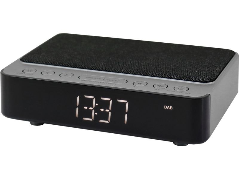 soundmaster Radiowecker UR250AN Schwarz DAB /UKW-Uhrenradio mit kabelloser Ladefunktion
