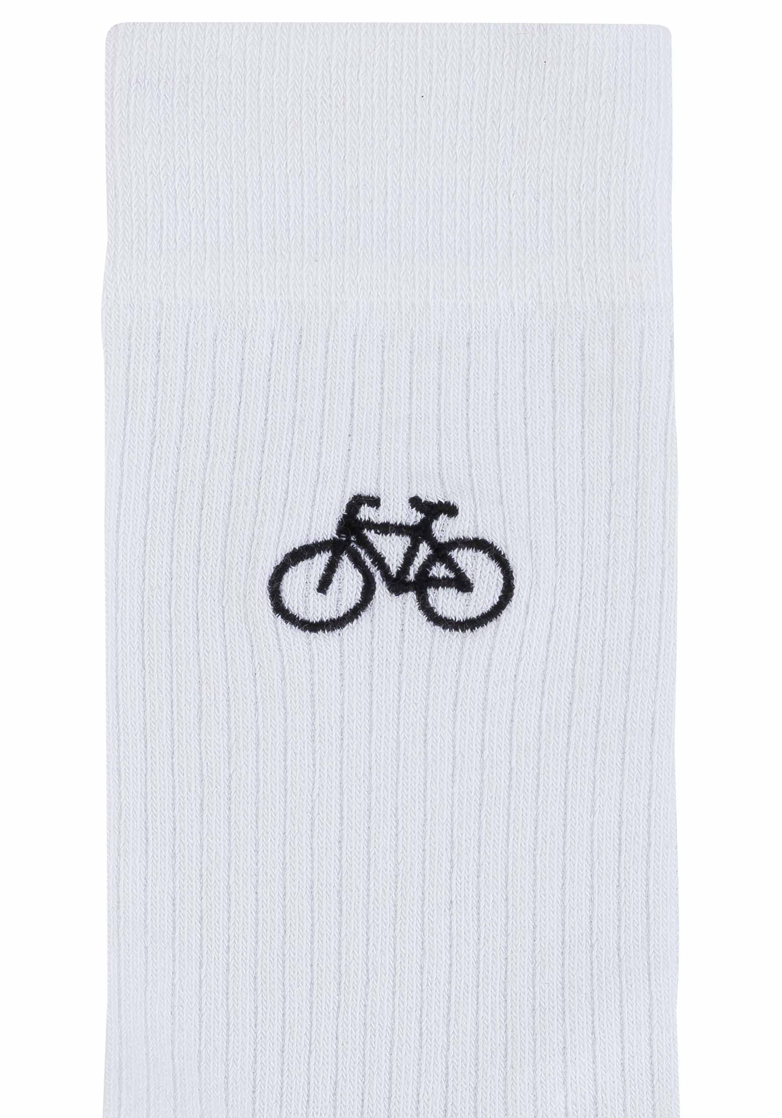 Mela 1er-Pack Socken Ribbed mit Stickerei Weiss/Bike