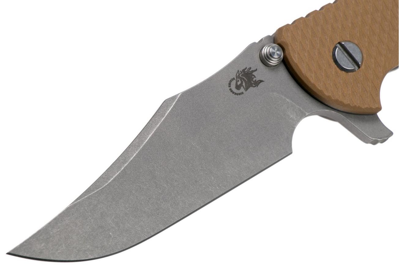 Rick Hinderer XM-24 4” Bowie, CPM 20CV, Working Finish, Coyote G10 zakmes