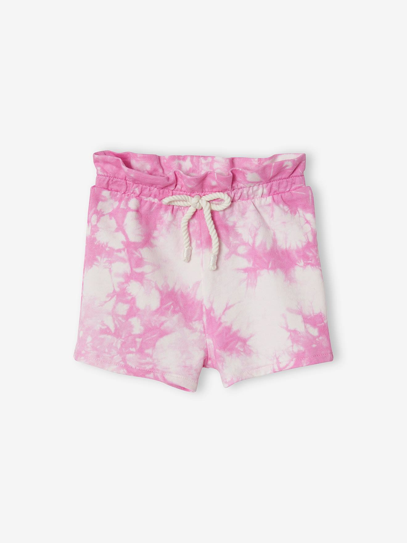Vestido curto de lã polar tie-dye para bebê, tamanho médio, liso rosa.