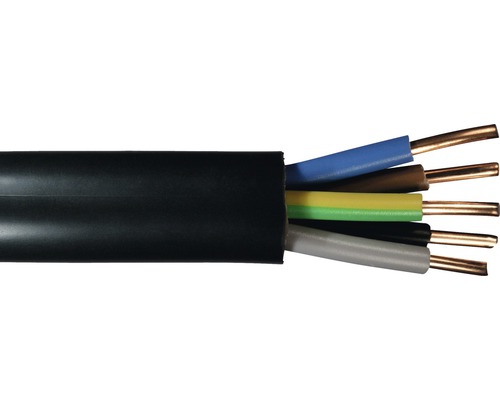 Ondergrondse kabel NYY-J 5x4 mm² zwart, verkocht per meter