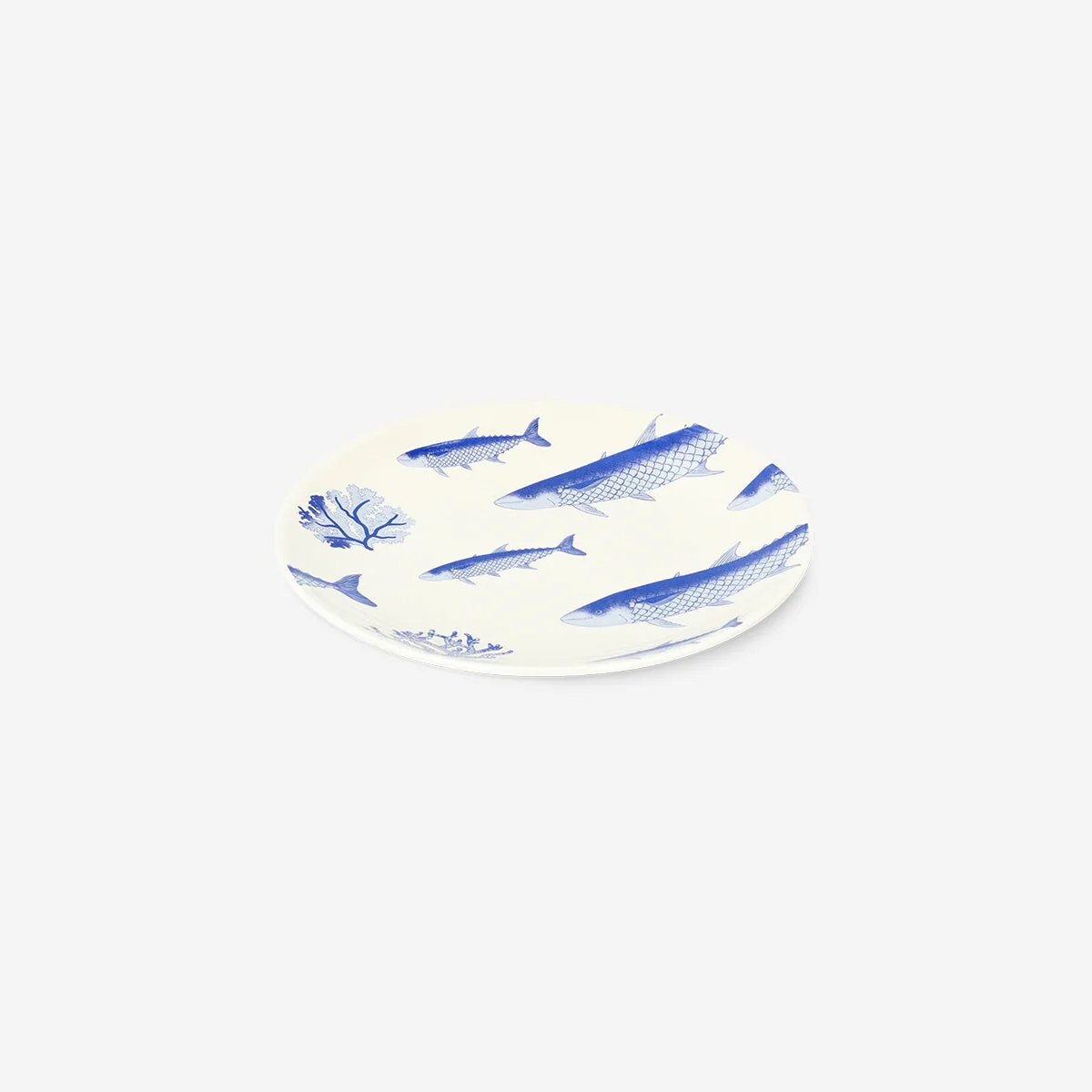 Tallerken med blåt fisketryk - 16 cm