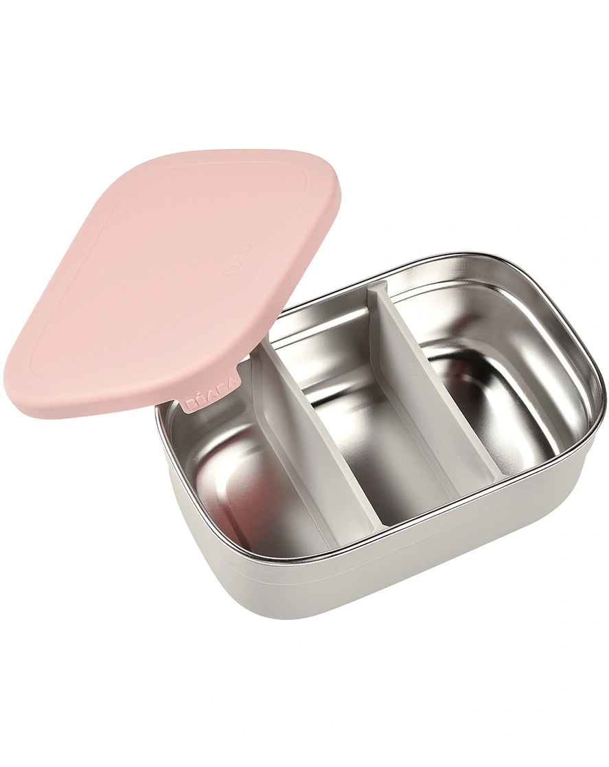 Edelstahl-Brotbox LUNCH mit Trenner in dusty pink