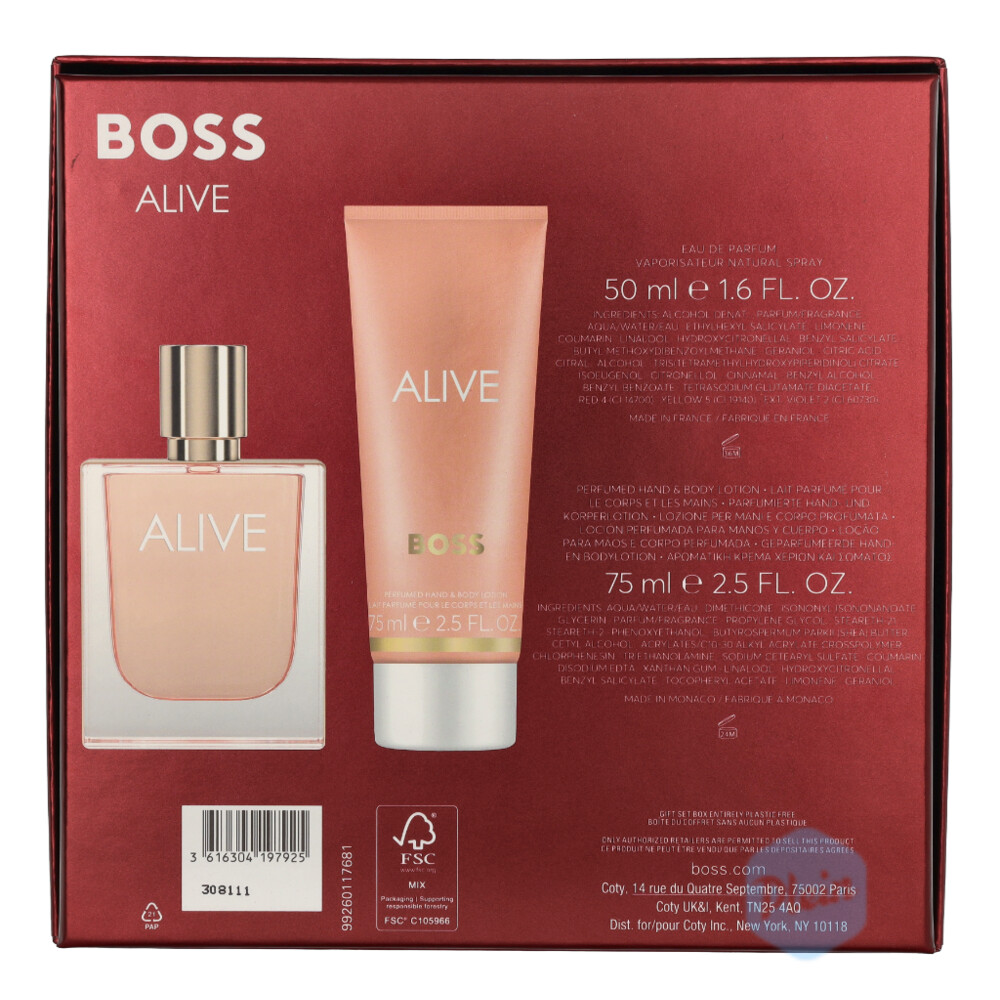 Hugo Boss Alive Geschenkset Eau de Parfum Spray 50ml + Bodylotion 75ml125 ml
