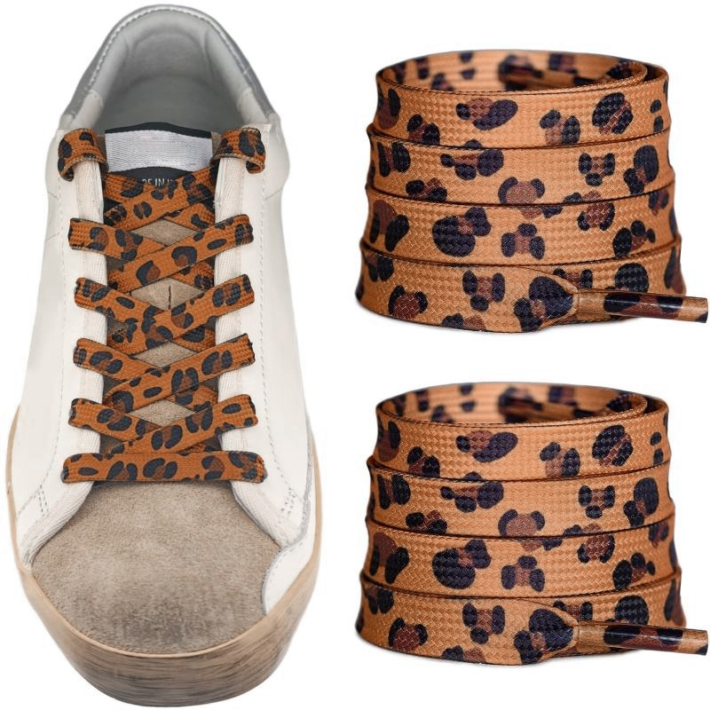 (1 Paar) 100cm Flache Schnürsenkel Fashion Schuhbändel Leopard Muster - Braun / Schwarz