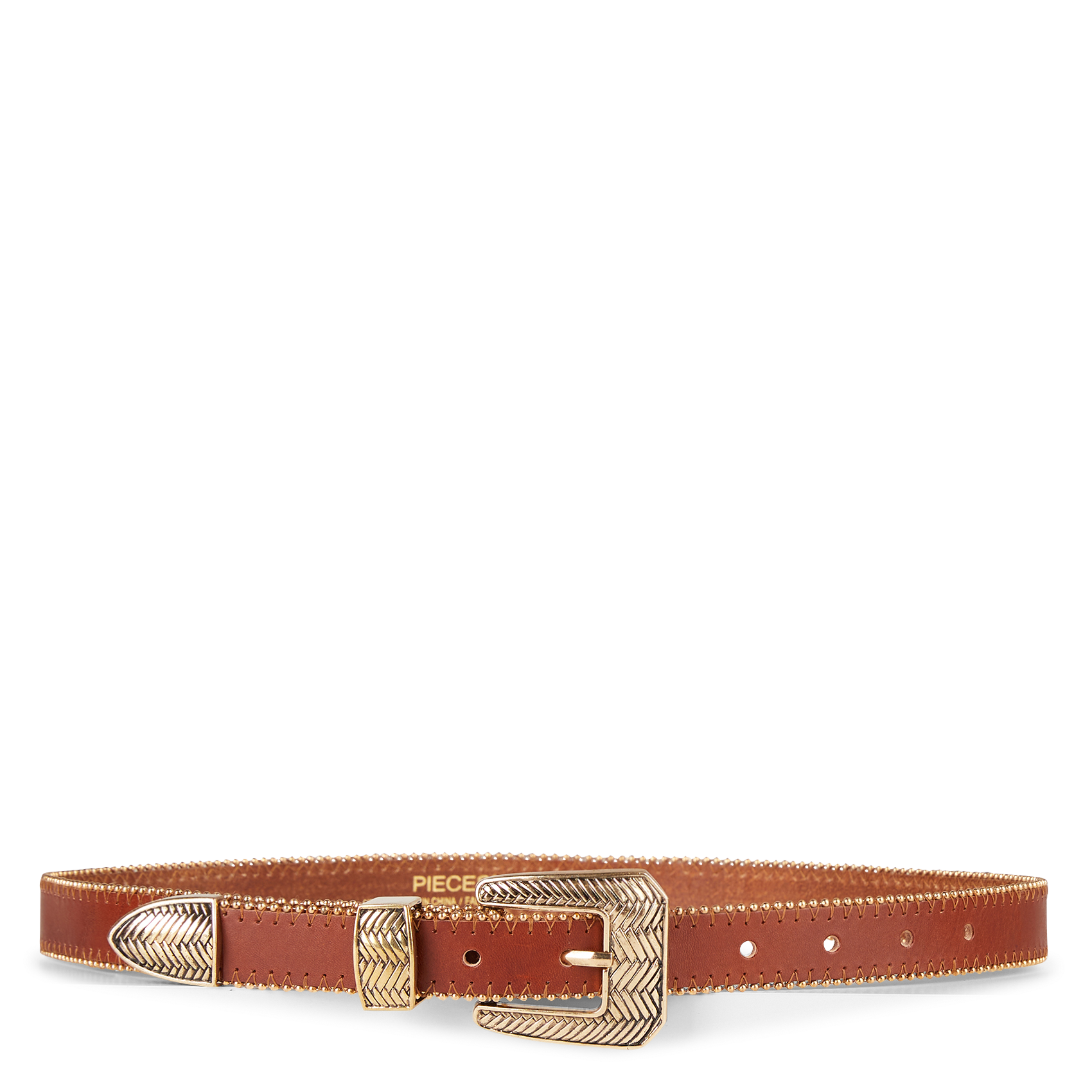 RIKKA - Ceinture à clous en cuir | Marron