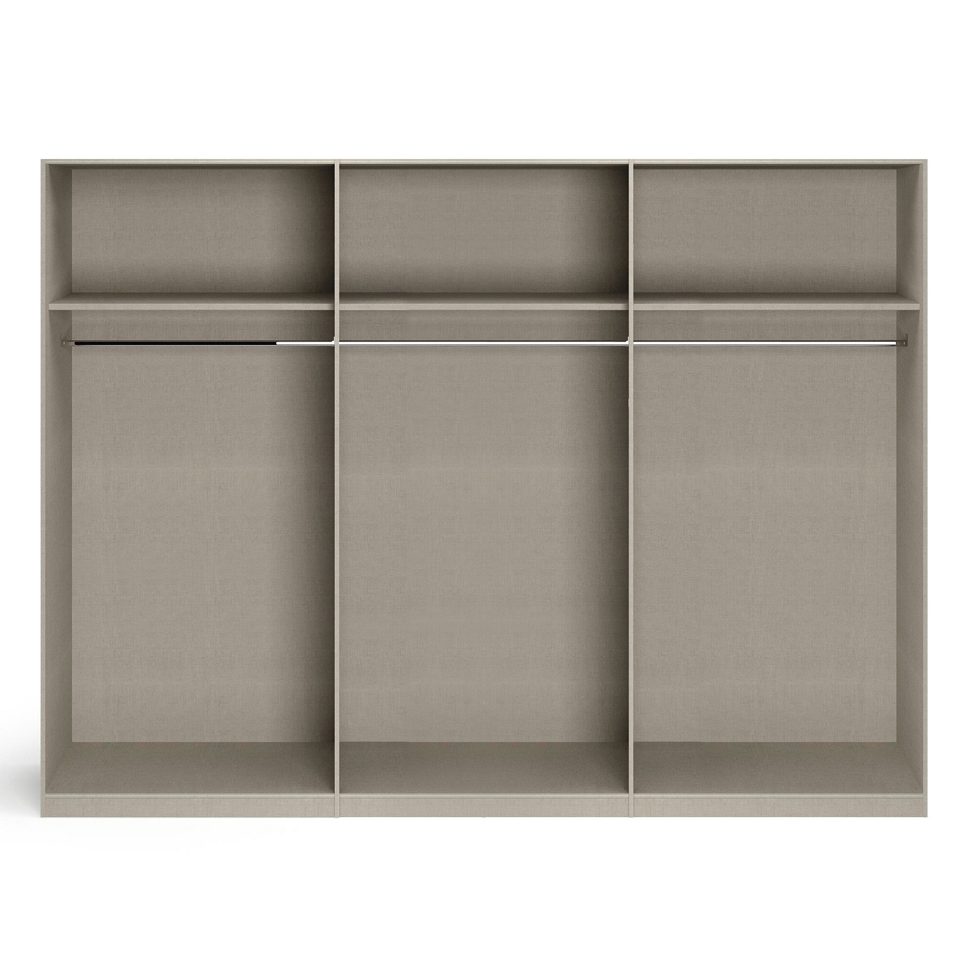 Drehtürenschrank - weiß Hochglanz-seidengrau - Kristallglasspiegel - 6-türig - 271x210 cm