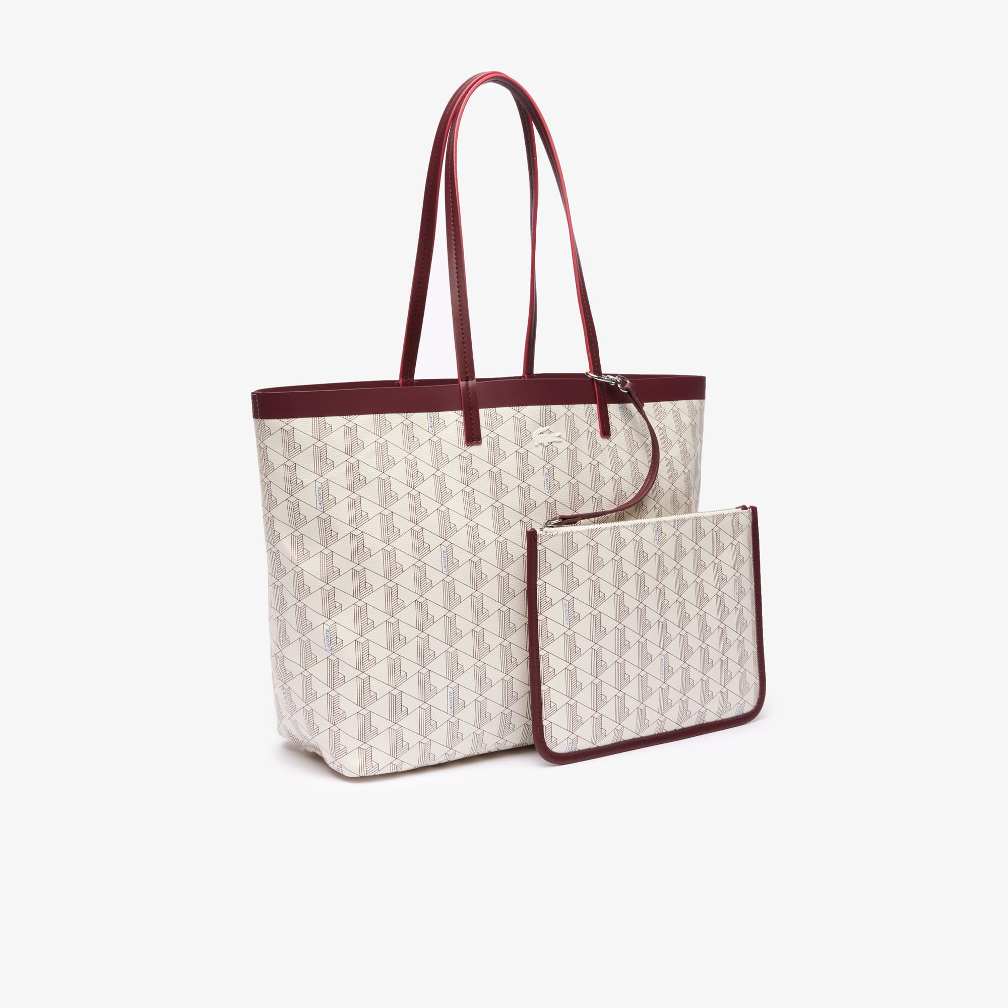 Sac cabas avec monogramme en toile enduite Sacs à main & Cabas - Blanc - Lacoste - Femme
