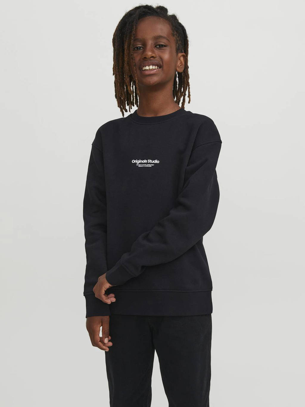 JACK & JONES sweater JORVESTERBRO met tekst zwart