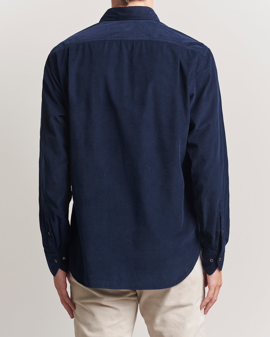 Stenströms Regular Fit Cut Away Cord Shirt Navy