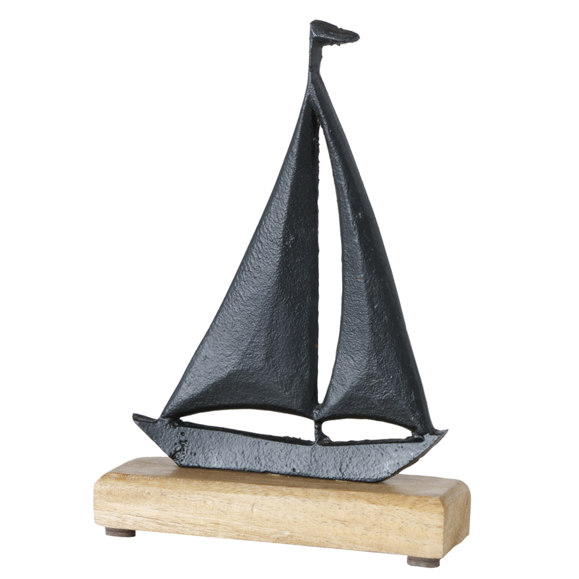Dekoaufsteller Boot - natur-schwarz - 22 cm hoch