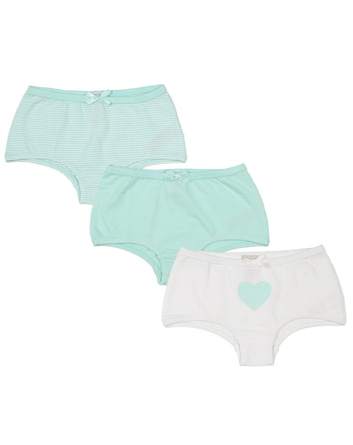 Panty GLITZER HERZ & SCHLEIFE 3er-Pack in mint/weiß