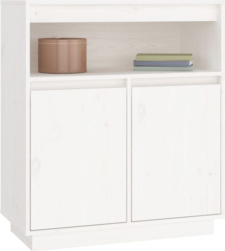 vidaXL - Dressoir - Wit - Massief Grenenhout - Voldoende Opbergruimte