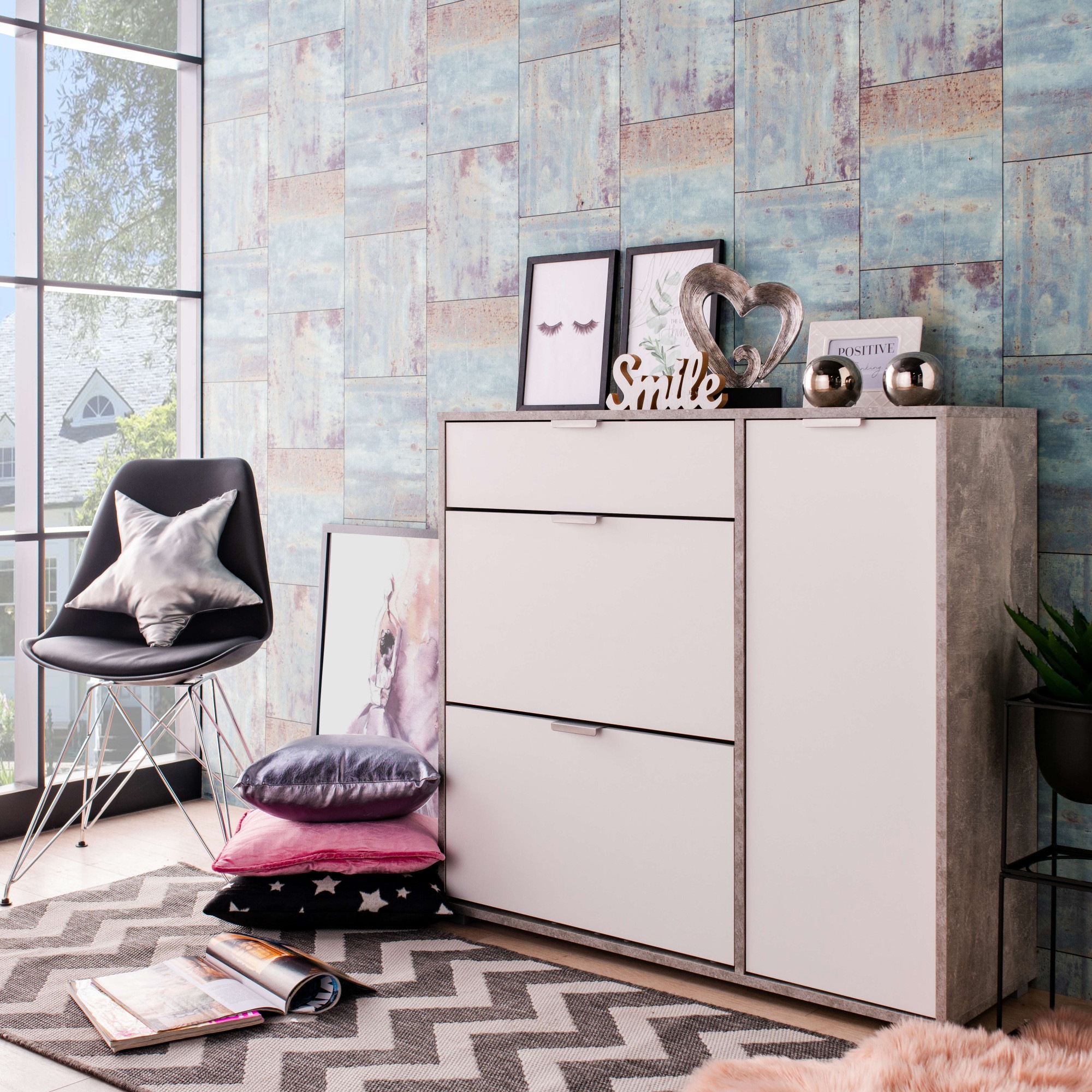 INOSIGN Schuhschrank »Arco 2, Schuhkommode, Schuhregal, Breite 102 cm« 2 Klappen mit Doppelschuhtrommeln, mit Schublade, in modernen Farben
