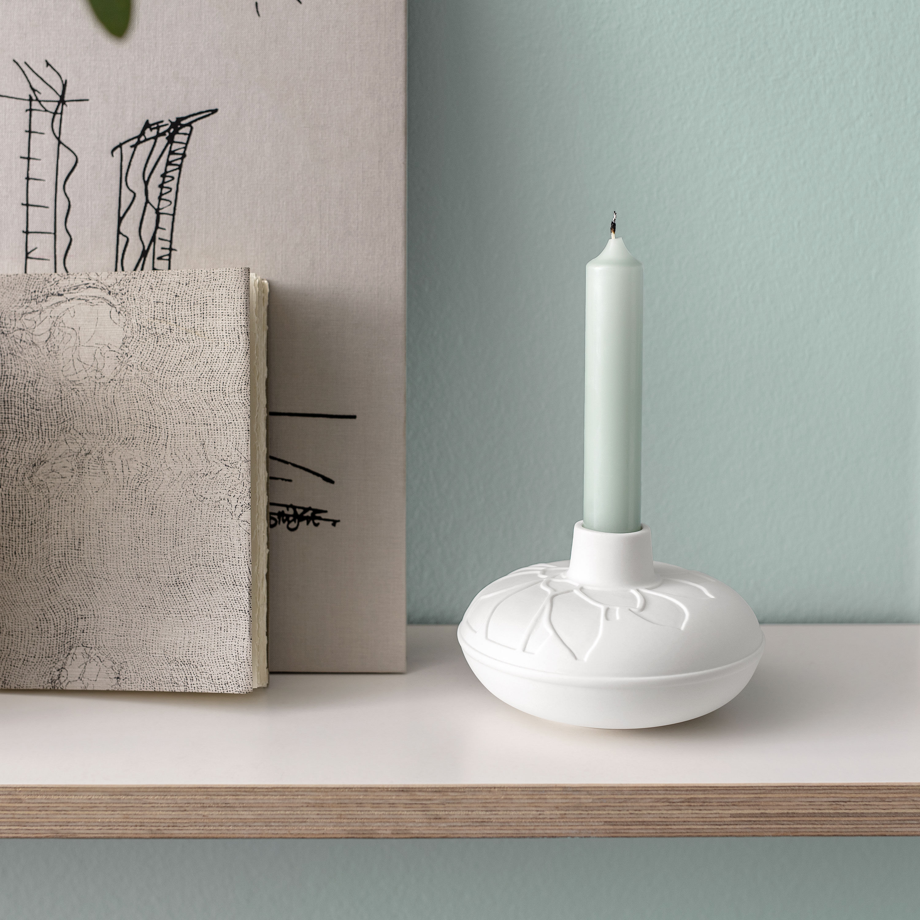 It's my home Candlestick holder White, 4.7'' x 2.9'', Premium Porcelain