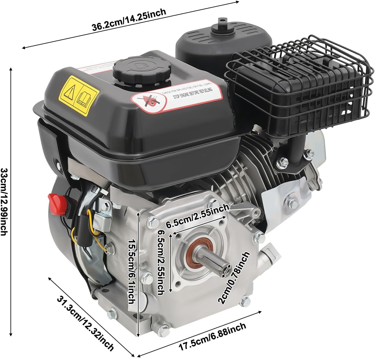 7,5 Ps 4-Takt-Benzinmotor 212 Ccm Hubraum Benzinmotor 358ml Standmotor 1 Zylinder Benzin 75 Db Geräuscharmer Antriebsmotor Kartmotor Industrieausrüstung